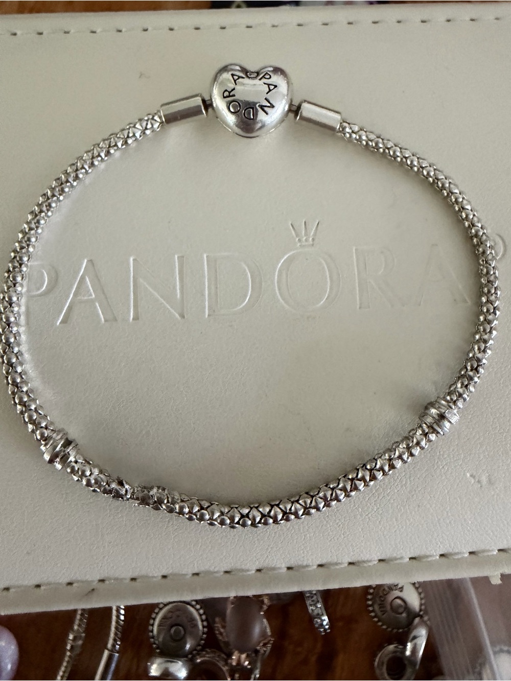 Pandora Textured Chain Heart Clasp Bracelet